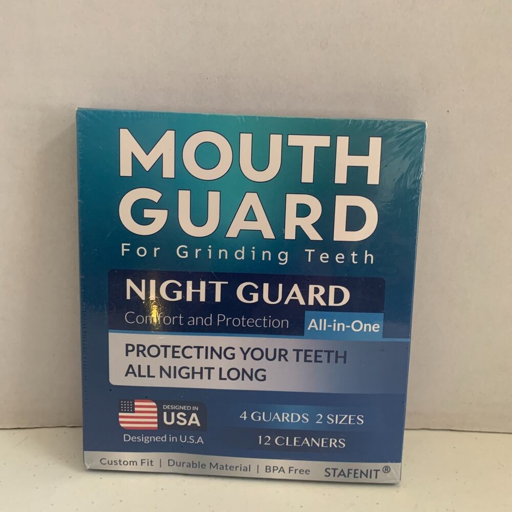 Stafenit Mouth Guard Night Guard for Teeth Grinding w/ 12 Cleaners 4 Guards